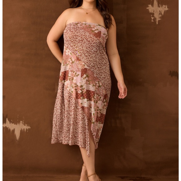 ARULA Dresses & Skirts - NEW Arula Strapless Mesh Patchwork Midi Dress Plus Size B / 2X NWT